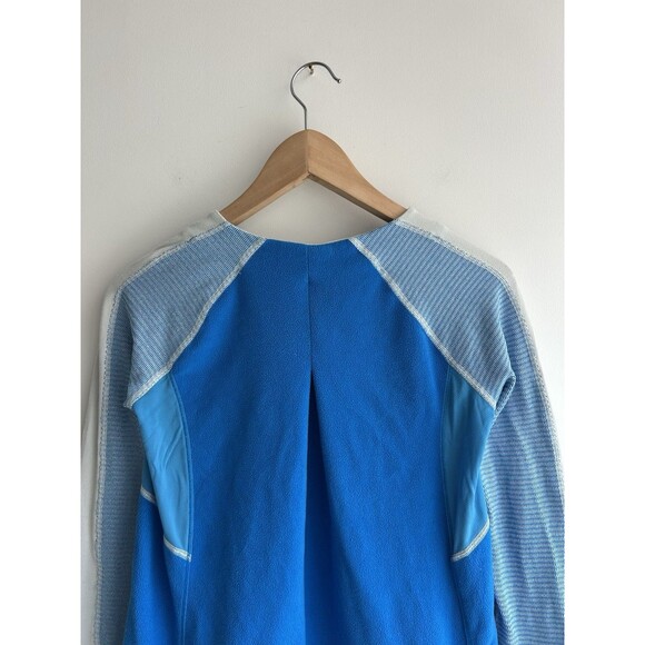 Lululemon Women’s Fleece Shirt Size 4 Reflective Lace Raglan Running Blue White - Picture 4 of 9